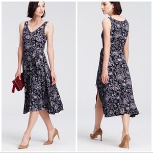 Ann Taylor Navy Floral Midi Dress